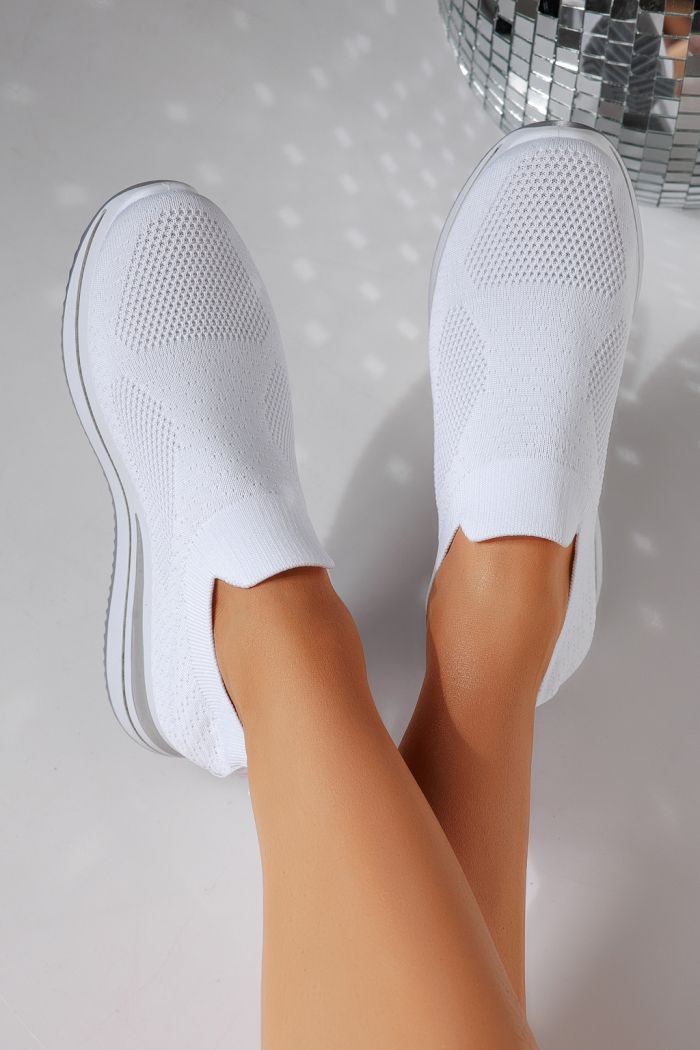 Adidasi dama albi din material textil Fausta #24470