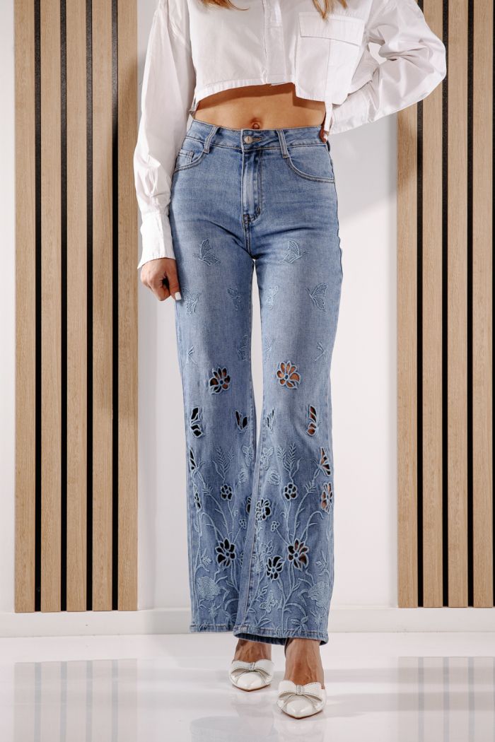 Разкроени дамски дънки Alyona Сини #A1383