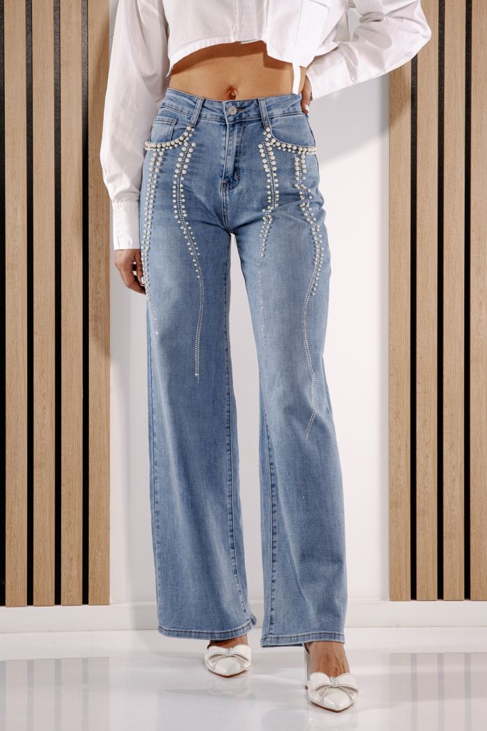 Blugi Wide Leg Dama Alena Albastri #A1380