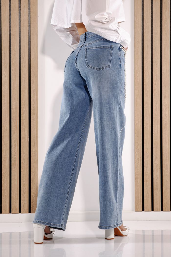 Blugi Wide Leg Dama Alena Albastri #A1380