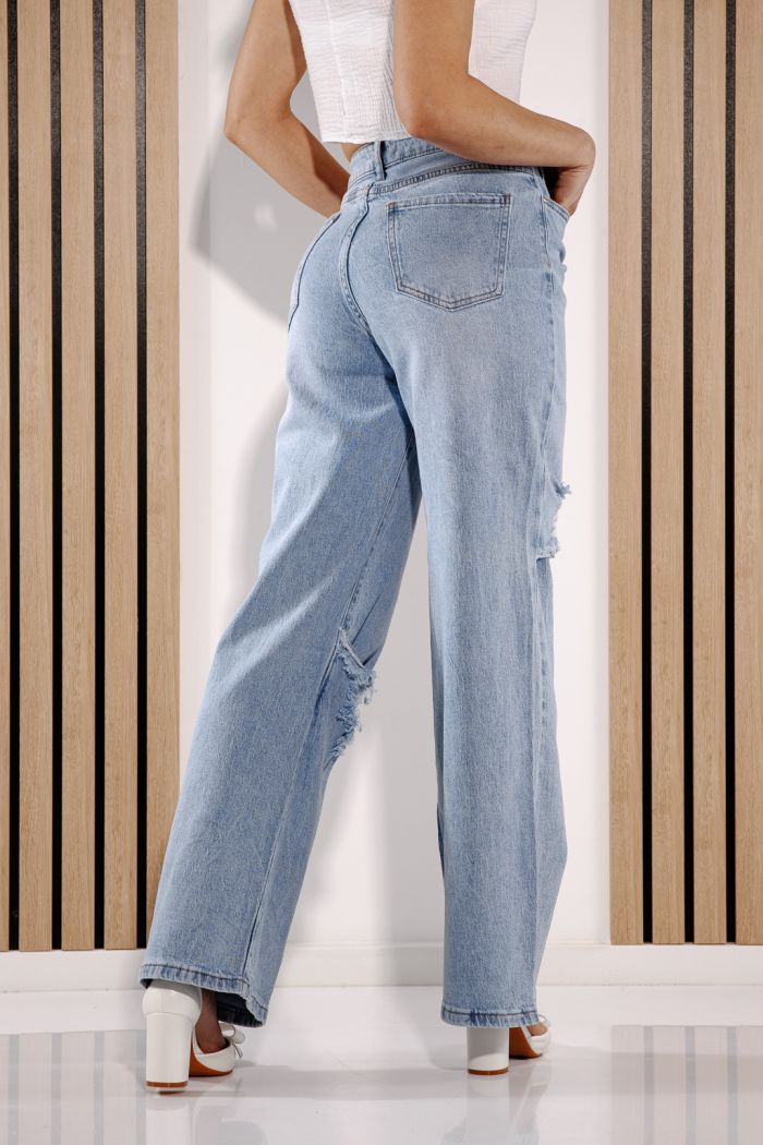 Blugi Wide Leg Dama Elida Albastri #A1378