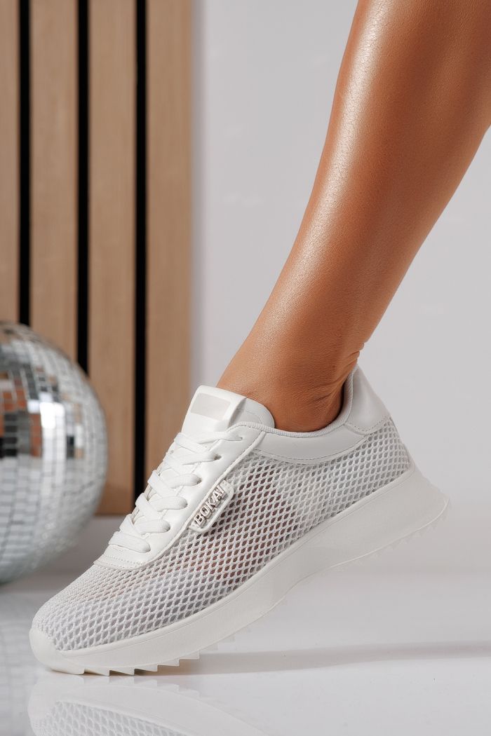 Adidasi dama albi din material textil Elah #24463