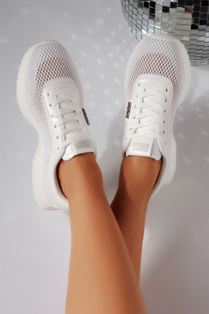 Adidasi dama albi din material textil Elah #24463