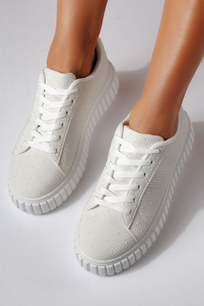 Adidasi dama albi din piele ecologica intoarsa Loris #24403