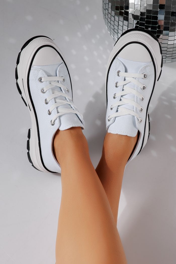 Adidasi dama albi din material textil Zoe #24486