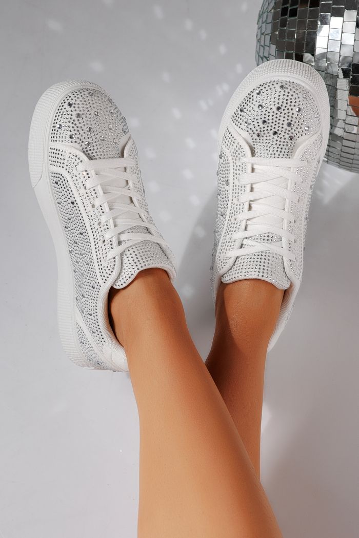 Adidasi dama albi din piele ecologica intoarsa Lorete #24479