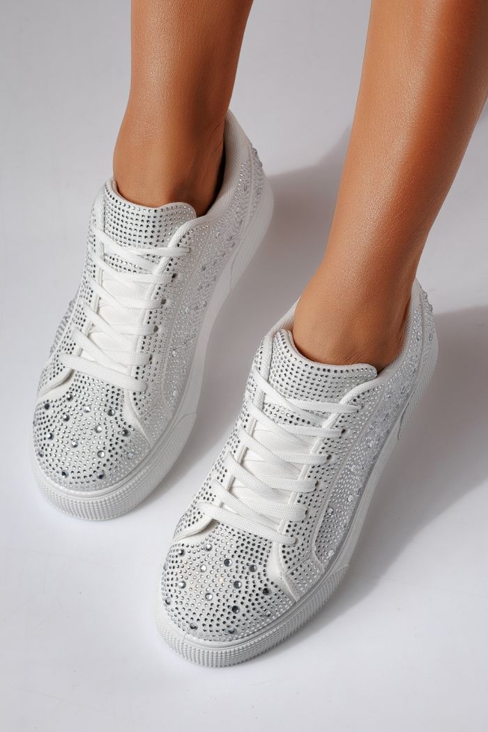 Adidasi dama albi din piele ecologica intoarsa Lorete #24479