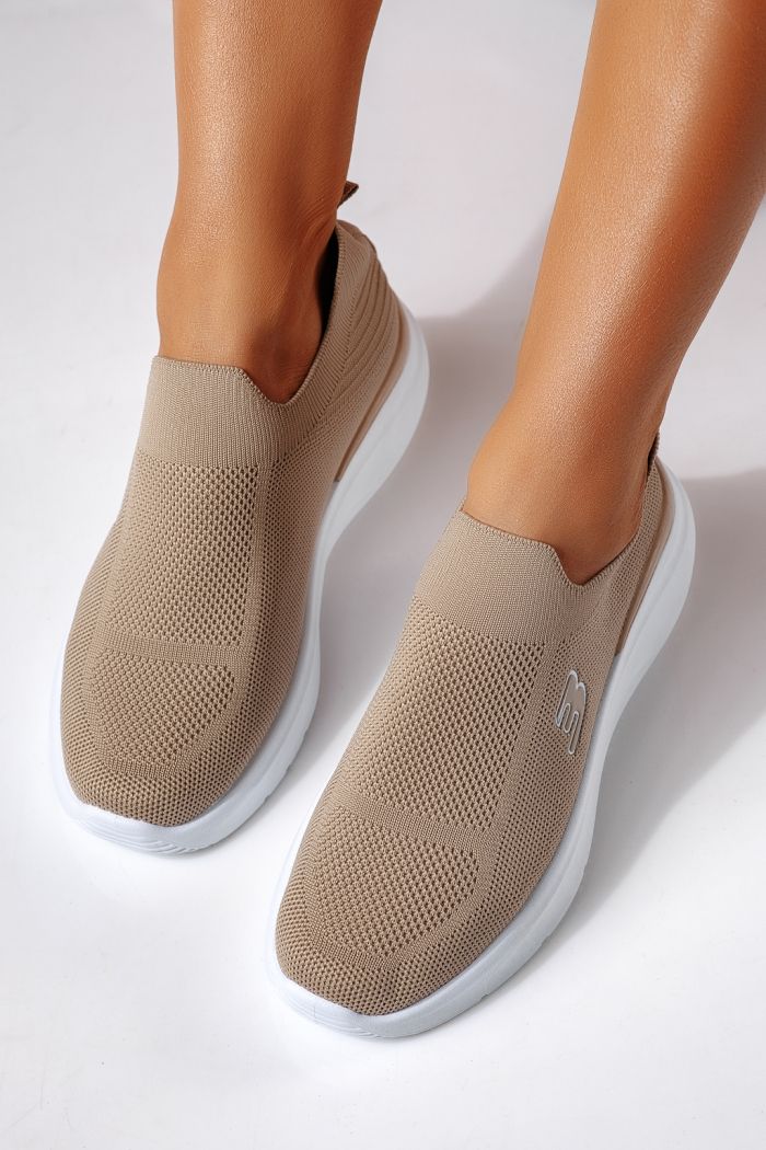 Adidasi dama khaki din material textil Alona #24458