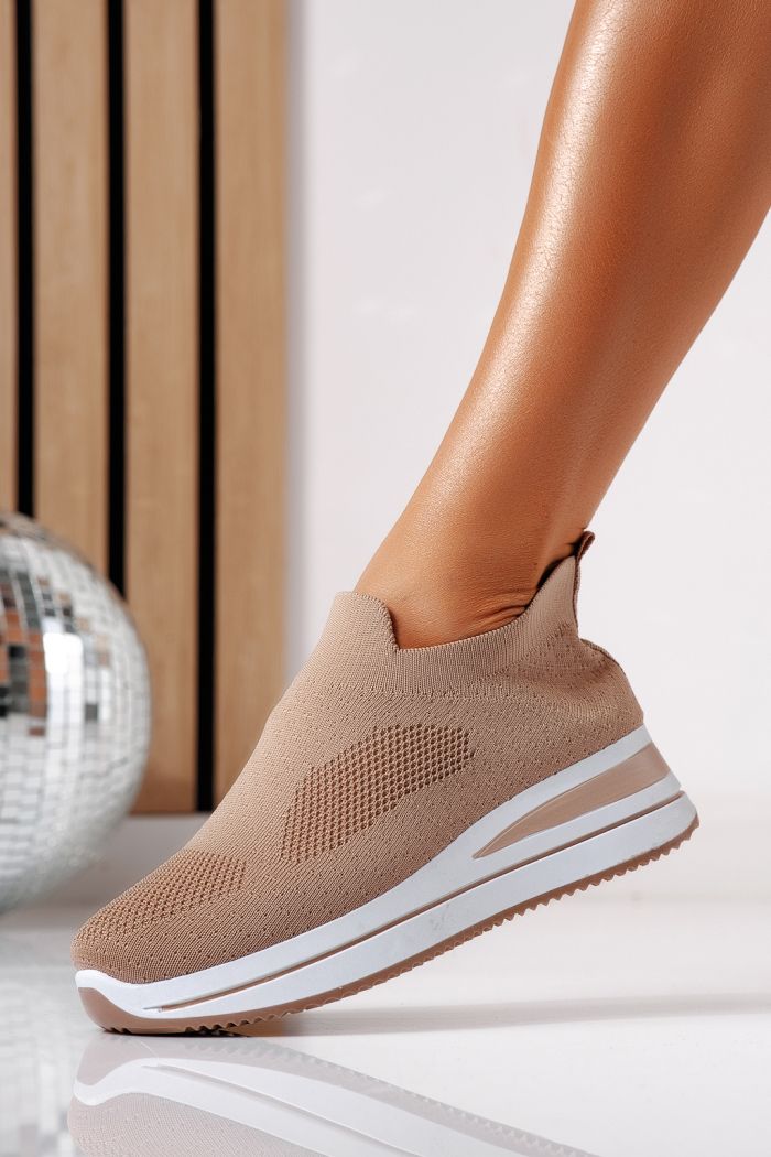 Adidasi dama khaki din material textil Fausta #24469