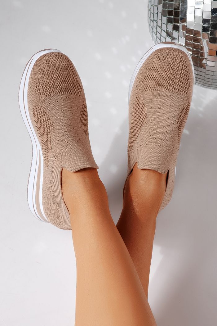 Adidasi dama khaki din material textil Fausta #24469