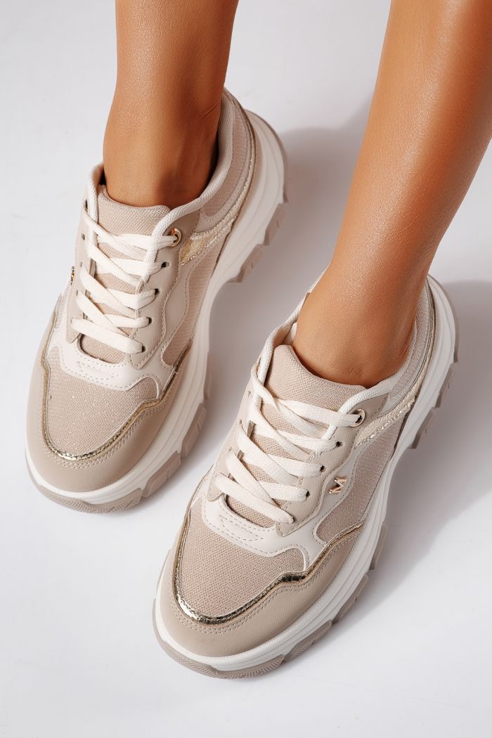 Adidasi dama bej din piele ecologica Savina #24493