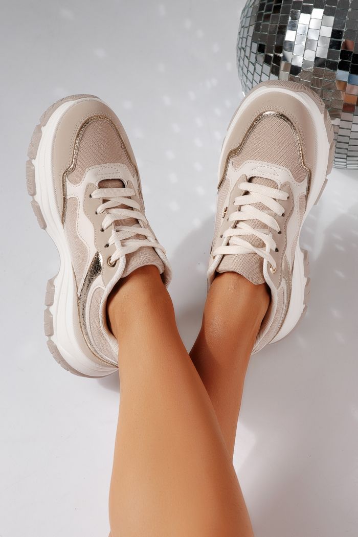 Adidasi dama bej din piele ecologica Savina #24493