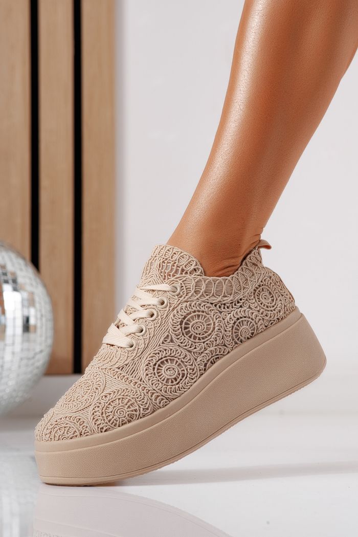 Adidasi dama bej din material textil Loretta #24490