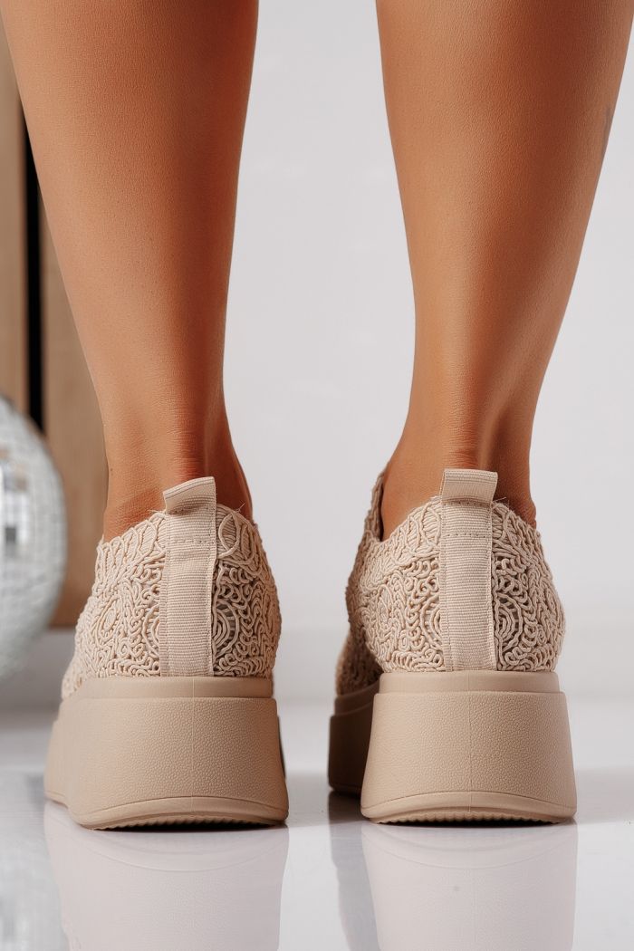 Adidasi dama bej din material textil Loretta #24490