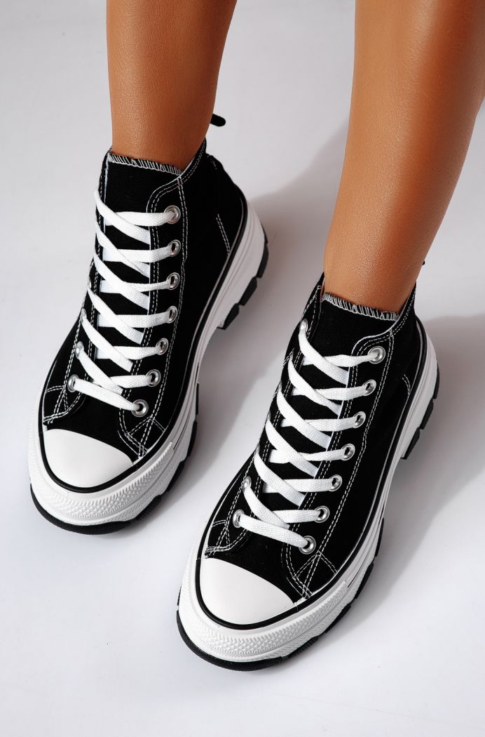 Adidasi dama negri din material textil Vanda #24489