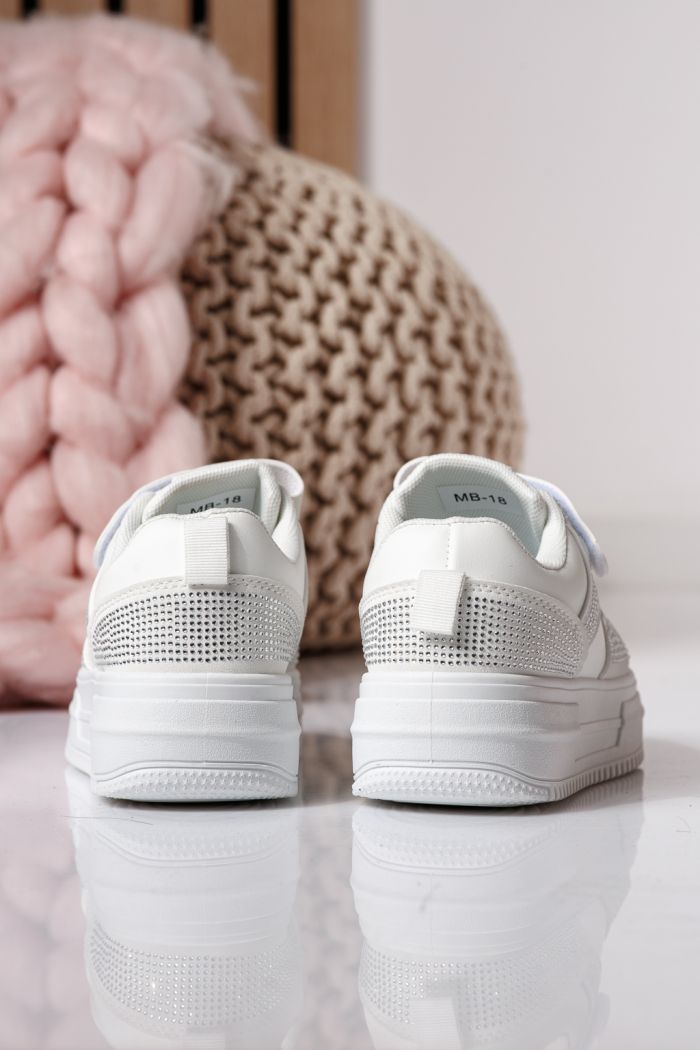 Adidasi copii albi din piele ecologica Aris #24398