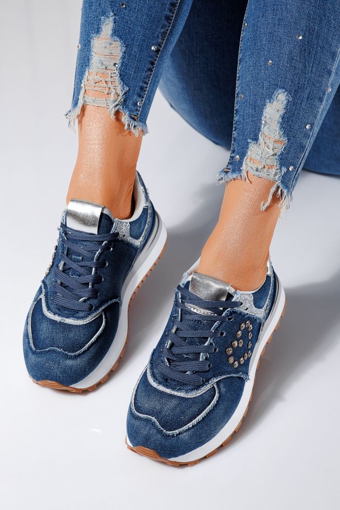 Adidasi dama albastri din material textil Elsa #24497