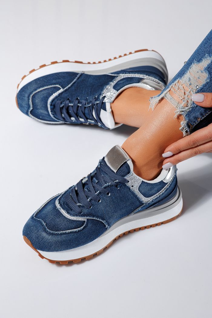 Adidasi dama albastri din material textil Elsa #24497