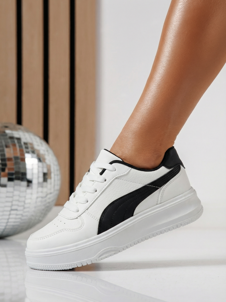 Adidasi dama albi din piele ecologica Natalia #24500