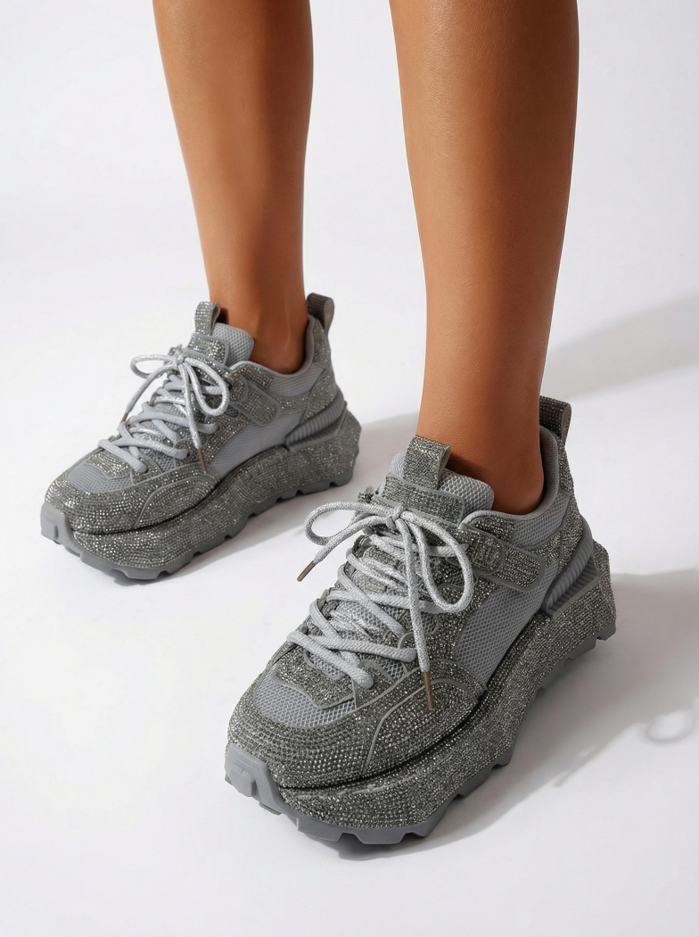 Adidasi dama gri din material textil Ester #24510