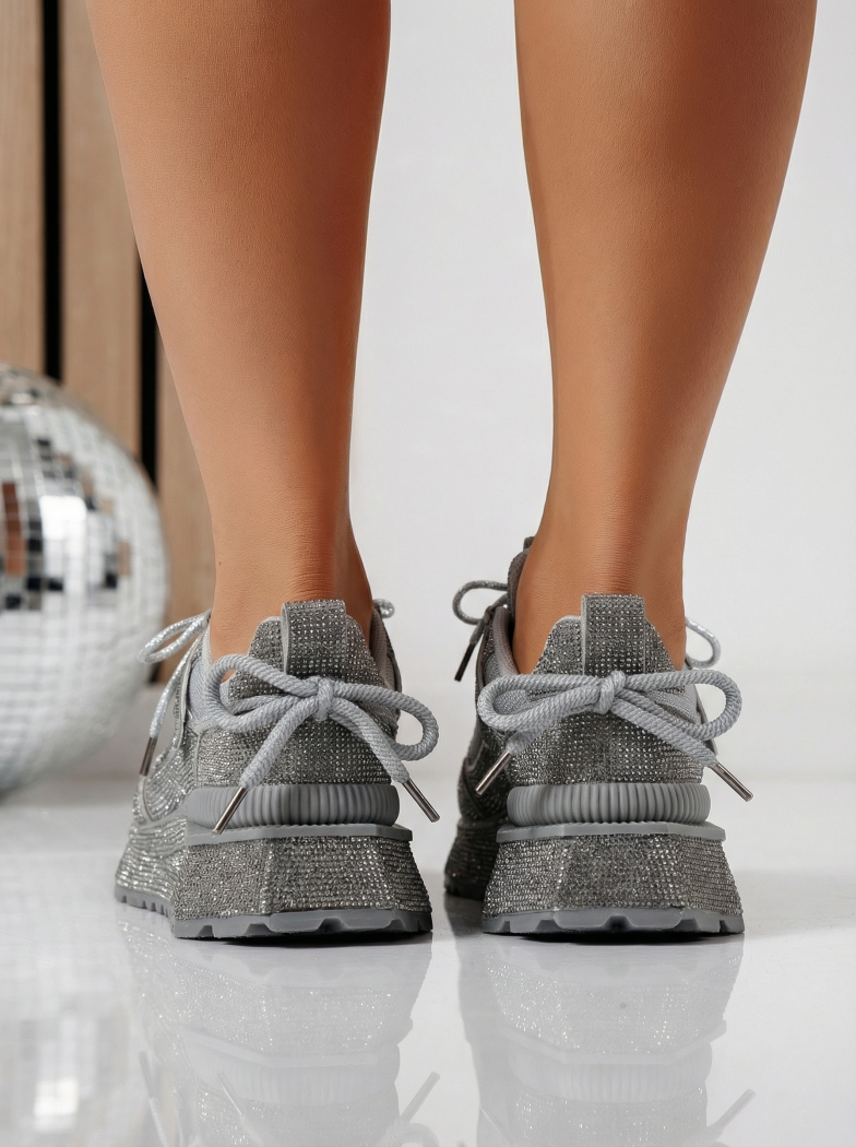 Adidasi dama gri din material textil Ester #24510