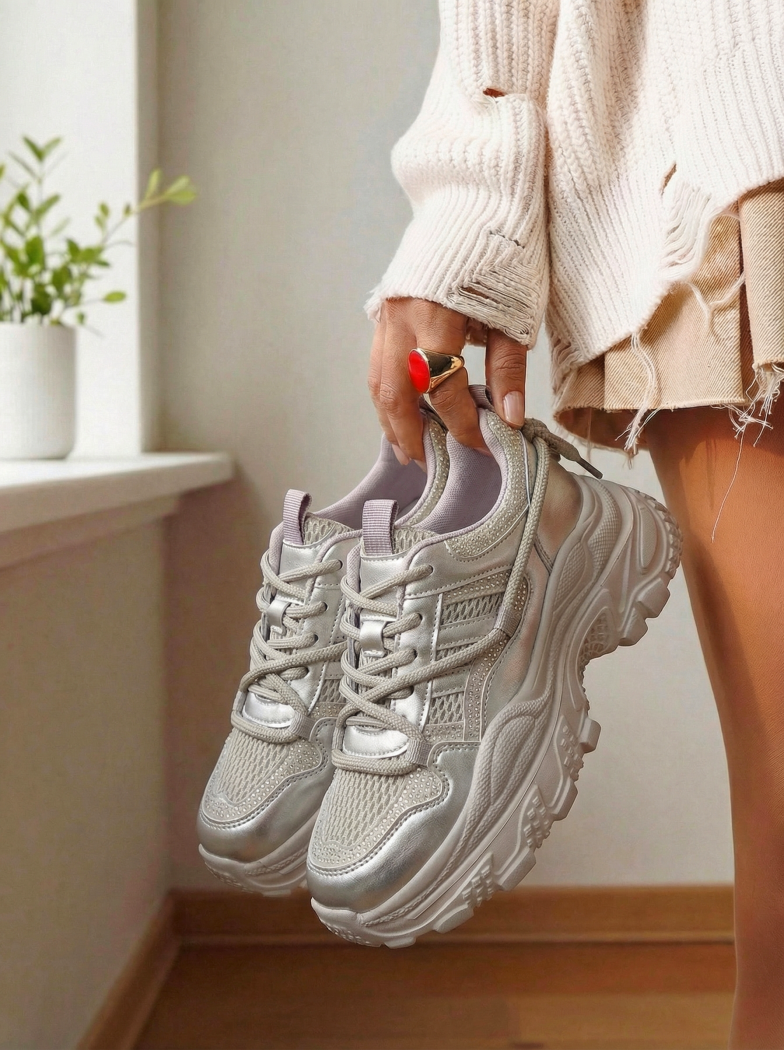 Adidasi dama aurii din material textil Ianca #24515