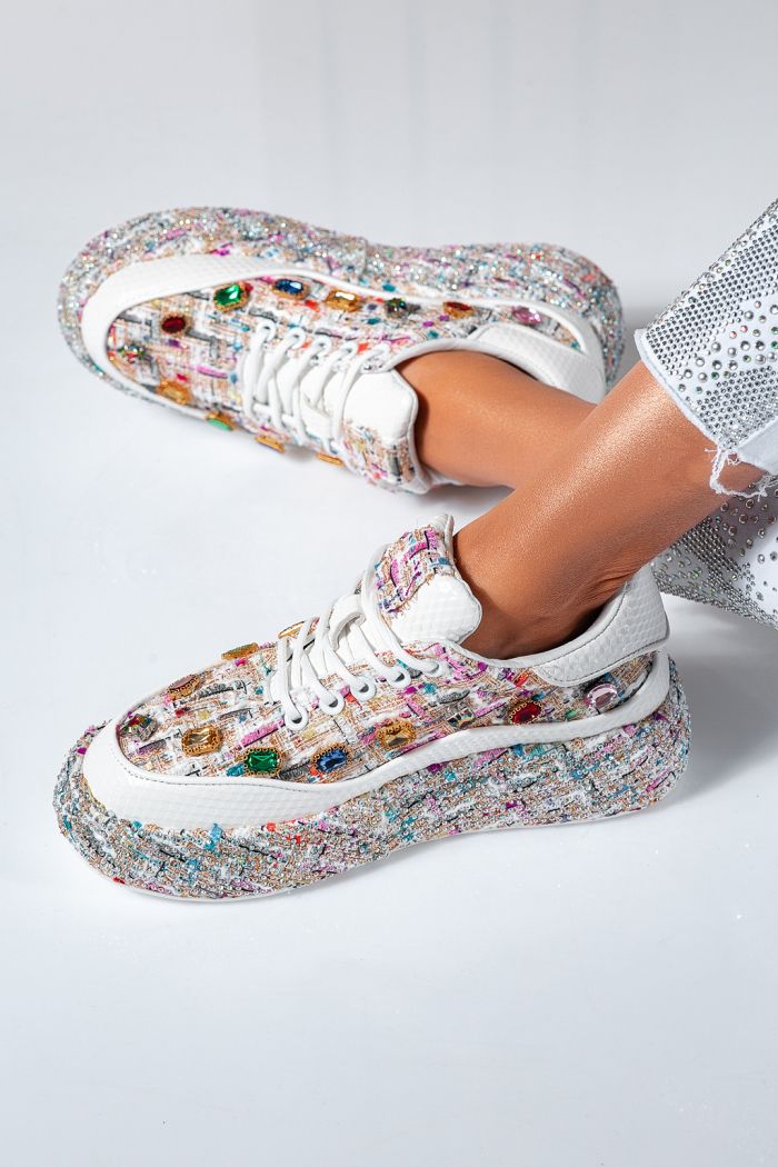 Adidasi dama albi din piele ecologica Eda #24532