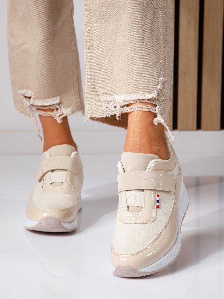Adidasi dama cu platforma bej din piele ecologica Anais #24536