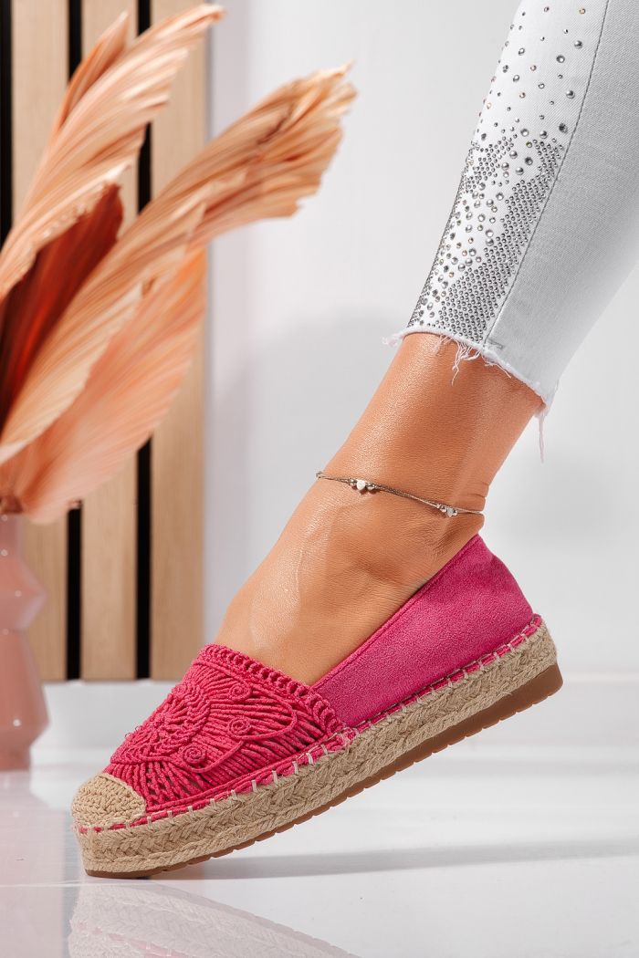 Espadrile dama fucsia din piele ecologica intoarsa  Emma #24538