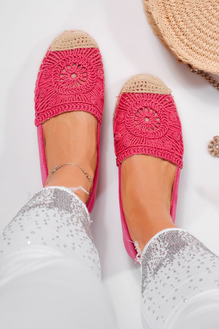 Espadrile dama fucsia din piele ecologica intoarsa  Emma #24538