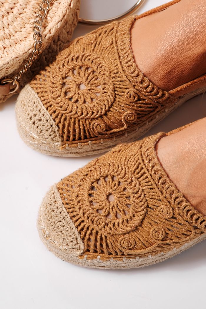 Espadrile dama maro din piele ecologica intoarsa Emma #24539