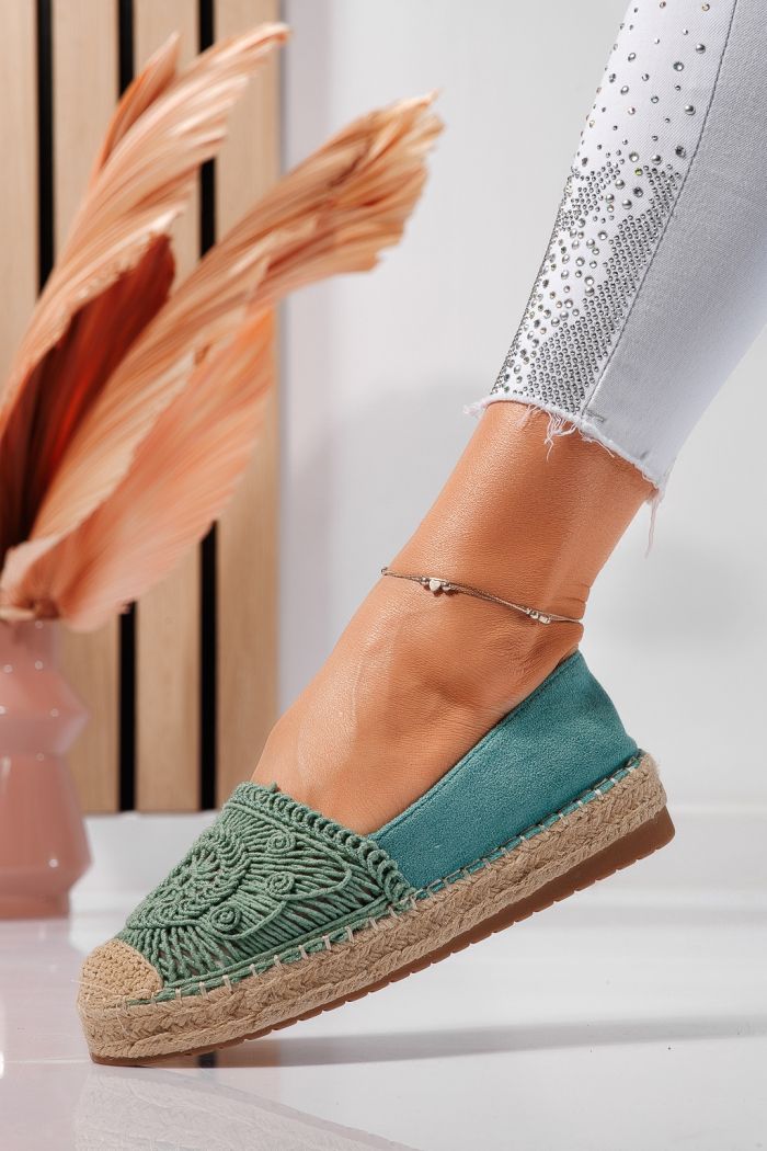 Espadrile dama verzi din piele ecologica intoarsa  Emma #24541