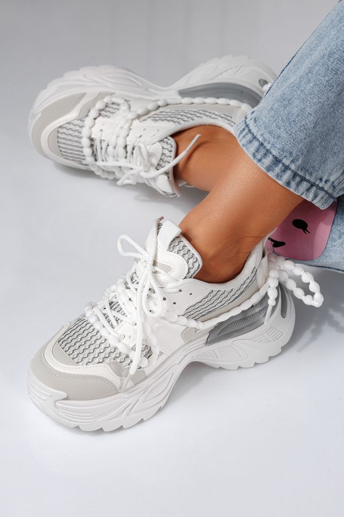 Adidasi dama albi din piele ecologica Evi #24551