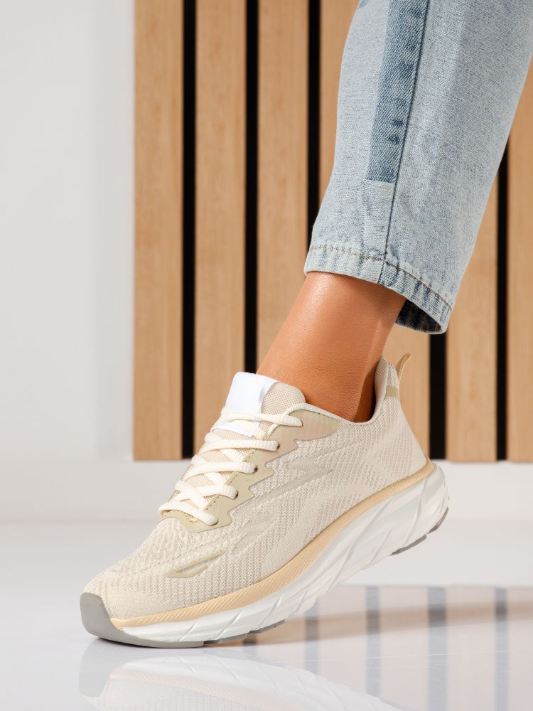 Luisa Női Sportcípő Bézs Textil Anyagból #24559