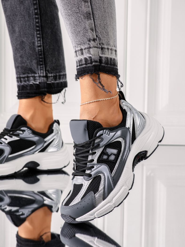 Adidasi dama negri din material textil Charlotte #24561