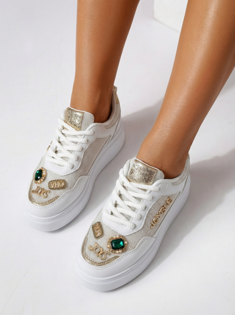 Adidasi dama albi din piele ecologica Margot #24519