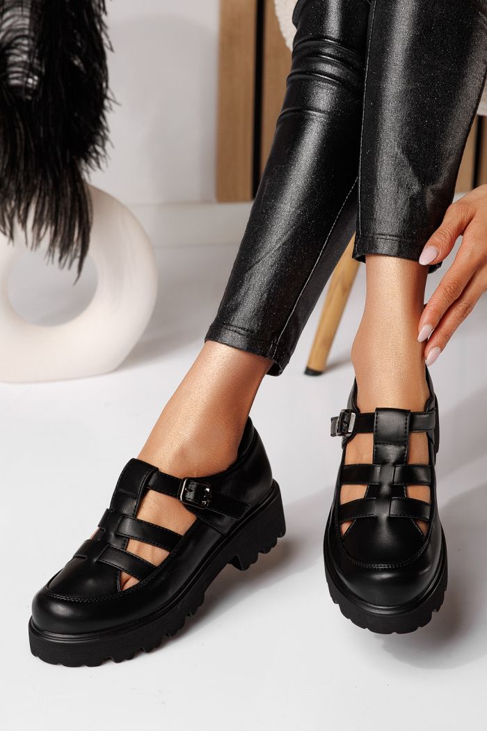 Pantofi casual dama negri din piele ecologica Zinnia #24562