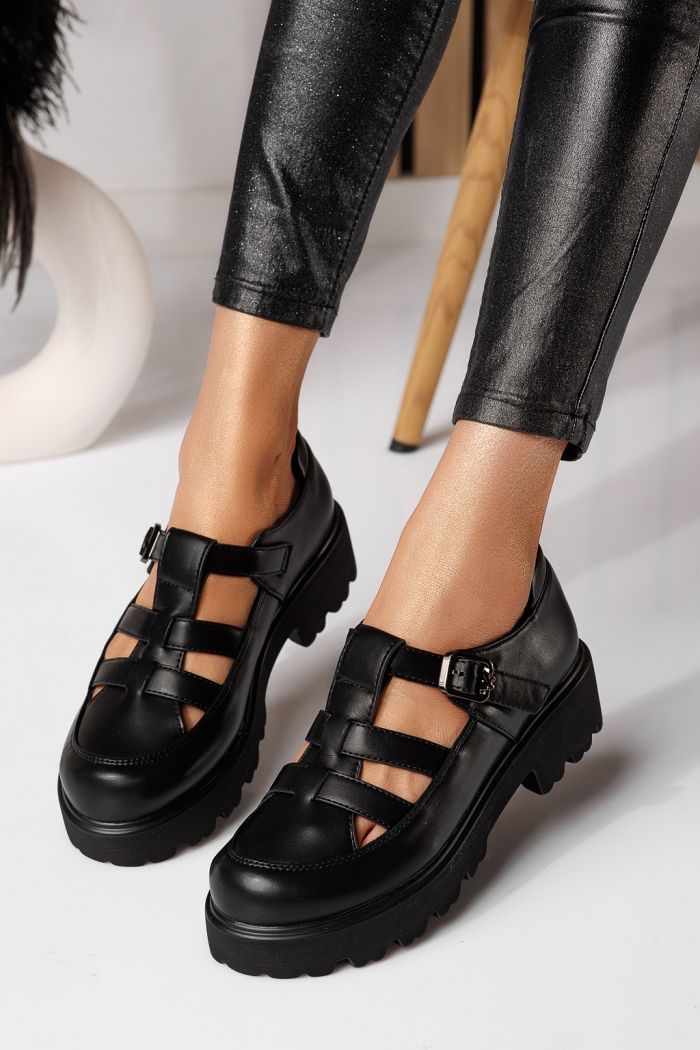 Pantofi casual dama negri din piele ecologica Zinnia #24562