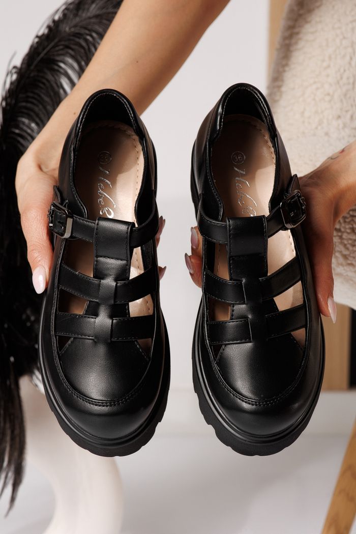 Pantofi casual dama negri din piele ecologica Zinnia #24562