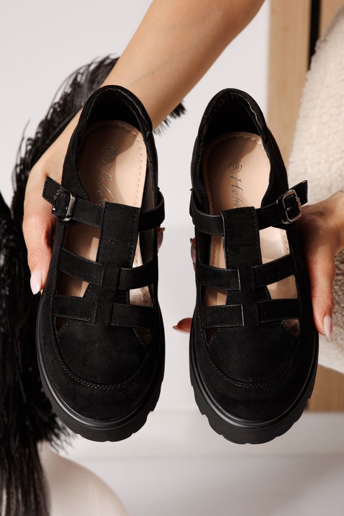 Pantofi casual dama negri din piele ecologica intoarsa Zinnia #24563