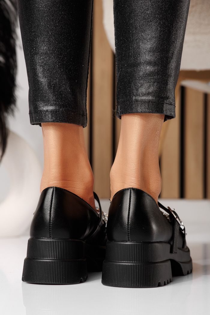 Pantofi casual dama negri din piele ecologica Vespera #24565