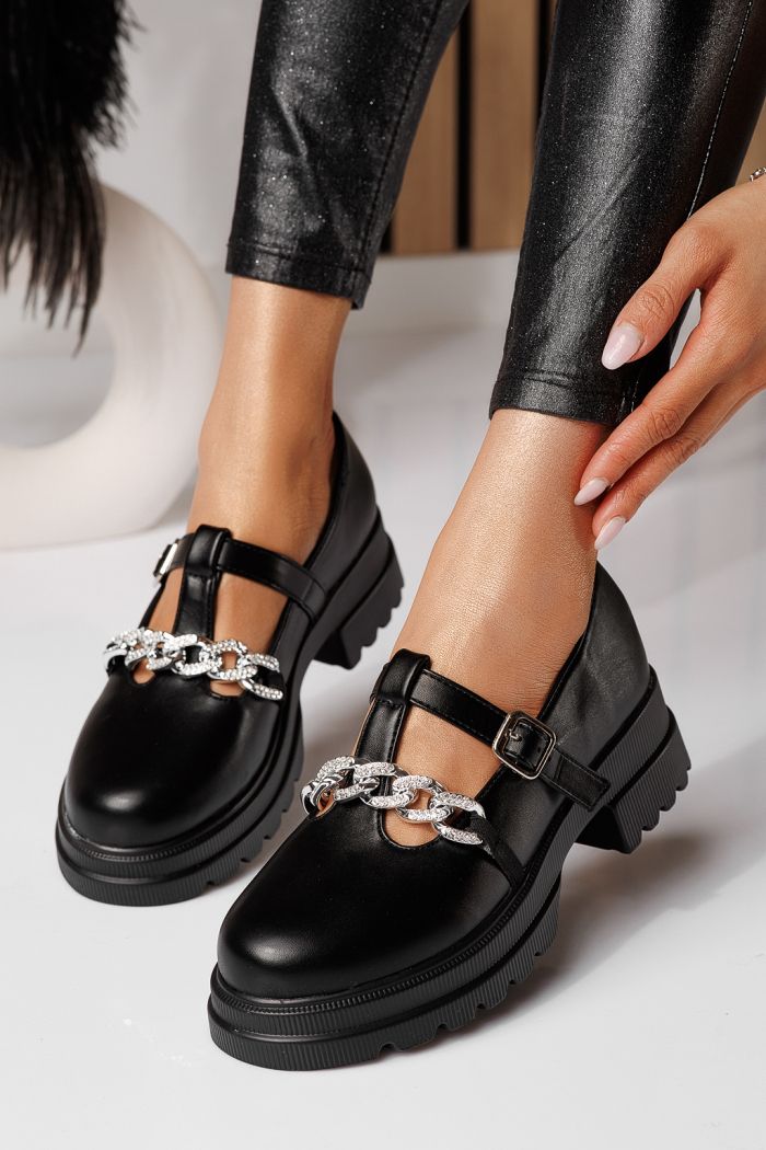 Pantofi casual dama negri din piele ecologica Vespera #24565