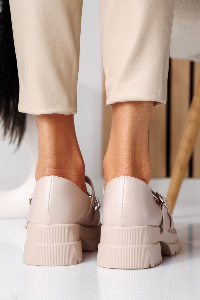 Pantofi casual dama bej din piele ecologica Vespera #24567