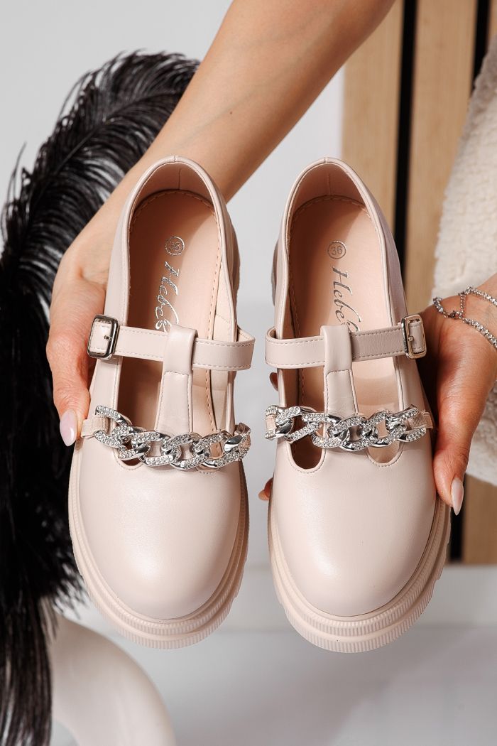 Pantofi casual dama bej din piele ecologica Vespera #24567