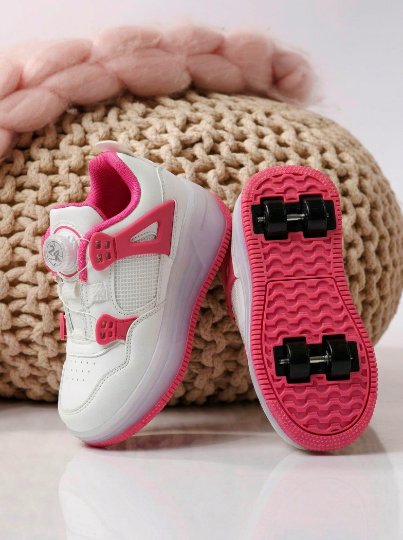 Маратонки с колелца розови от еко кожа Helys2 #24576