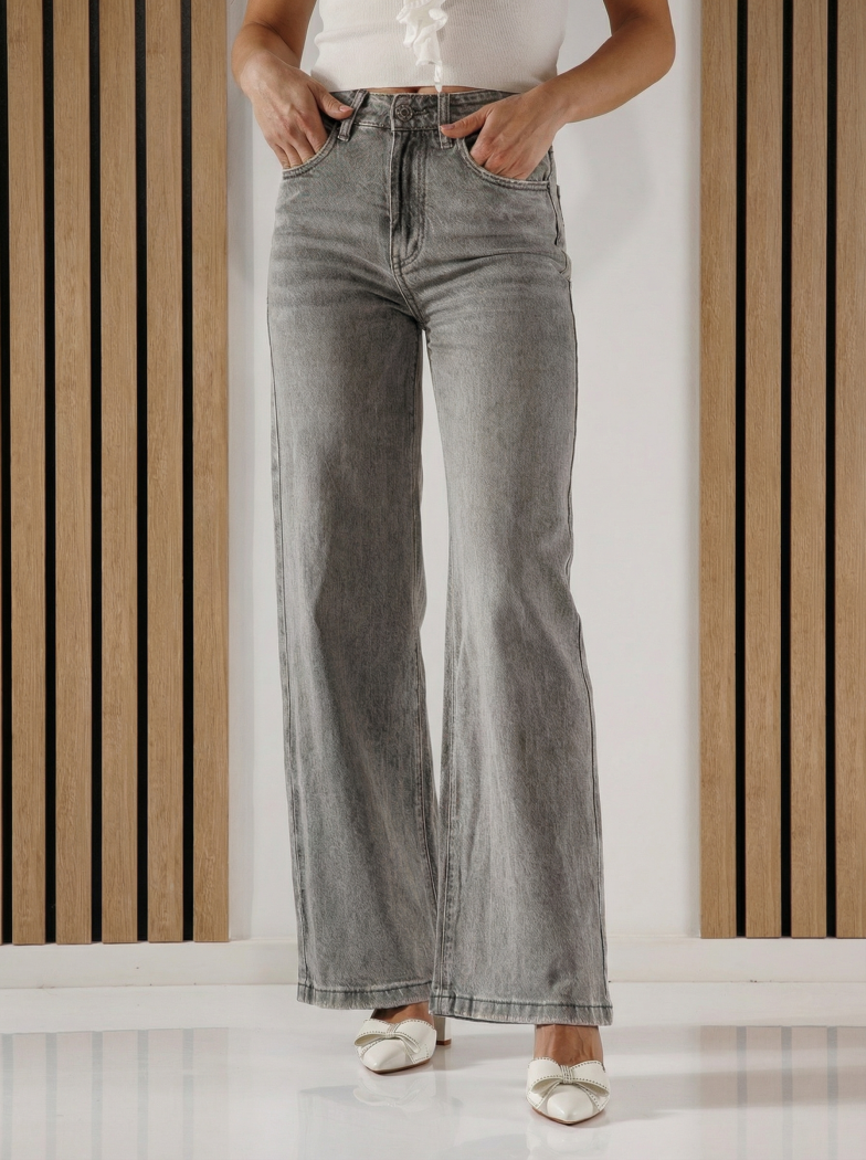 Дънки Wide Leg Дамски Maria сиви #A1392