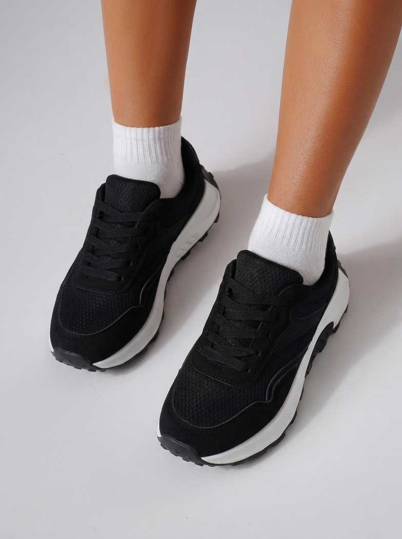 Adidasi dama negri din material textil Agatha3 #24581