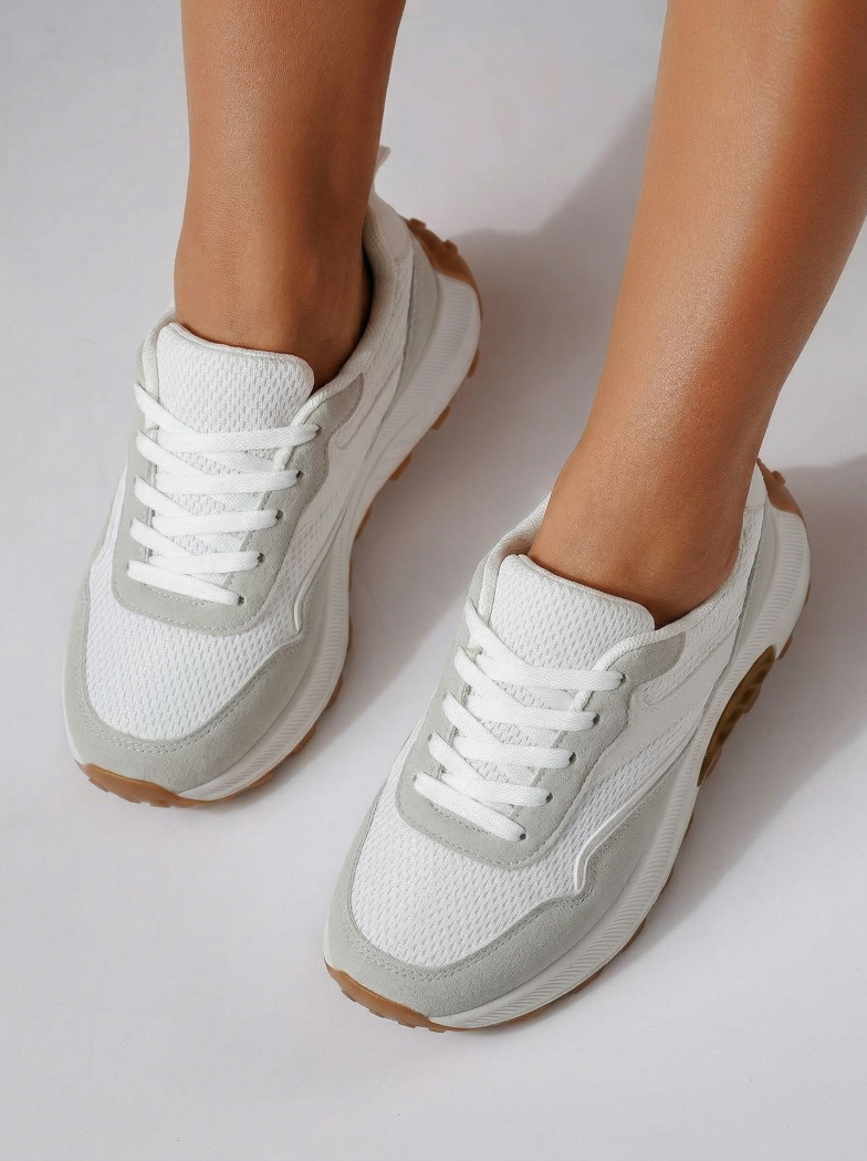 Adidasi dama albi  din material textil Agatha3 #24582