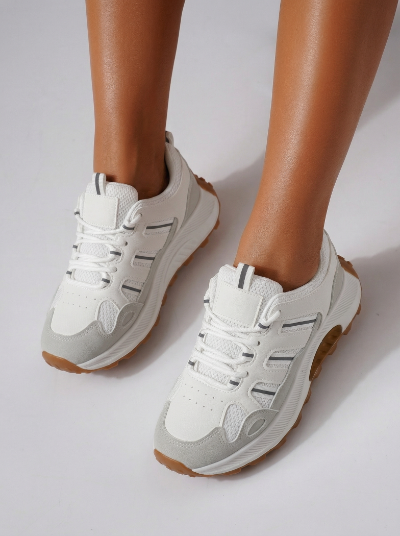 Adidasi dama albi din material textil Agatha2 #24579