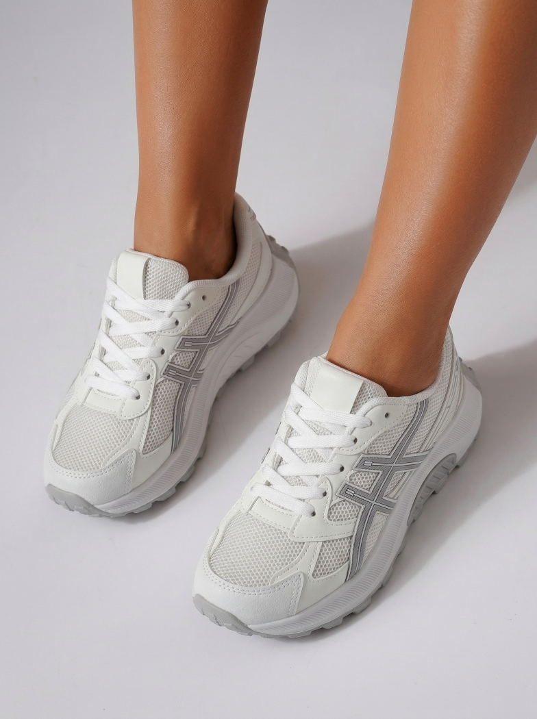 Adidasi dama albi din material textil Agatha4 #24585